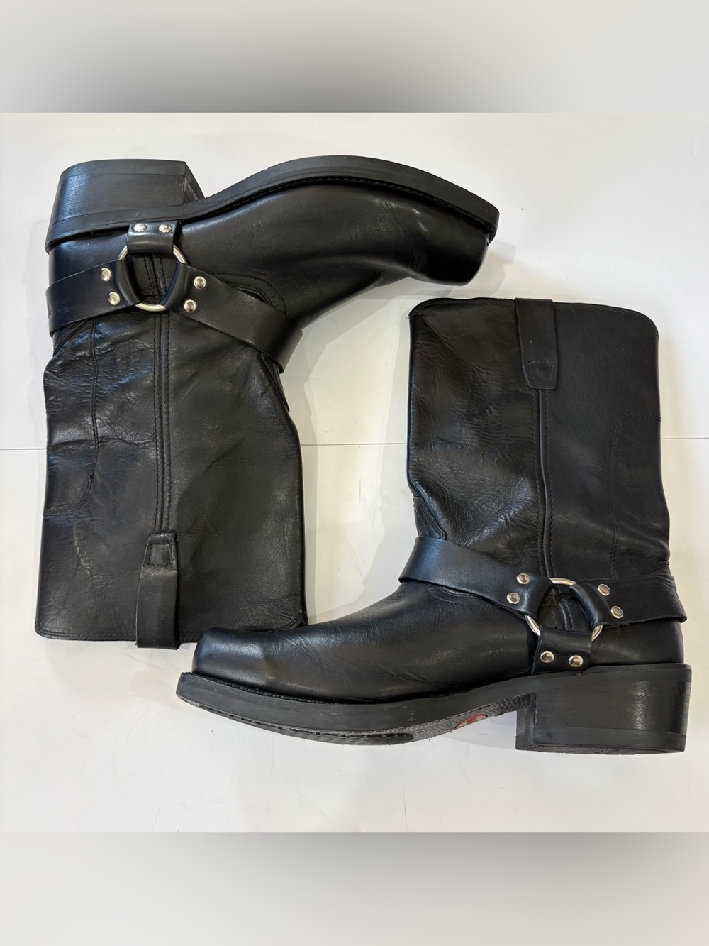 Durango Men’s 11 EE Black Leather Harness Motorcycle Western Boots Square Toe